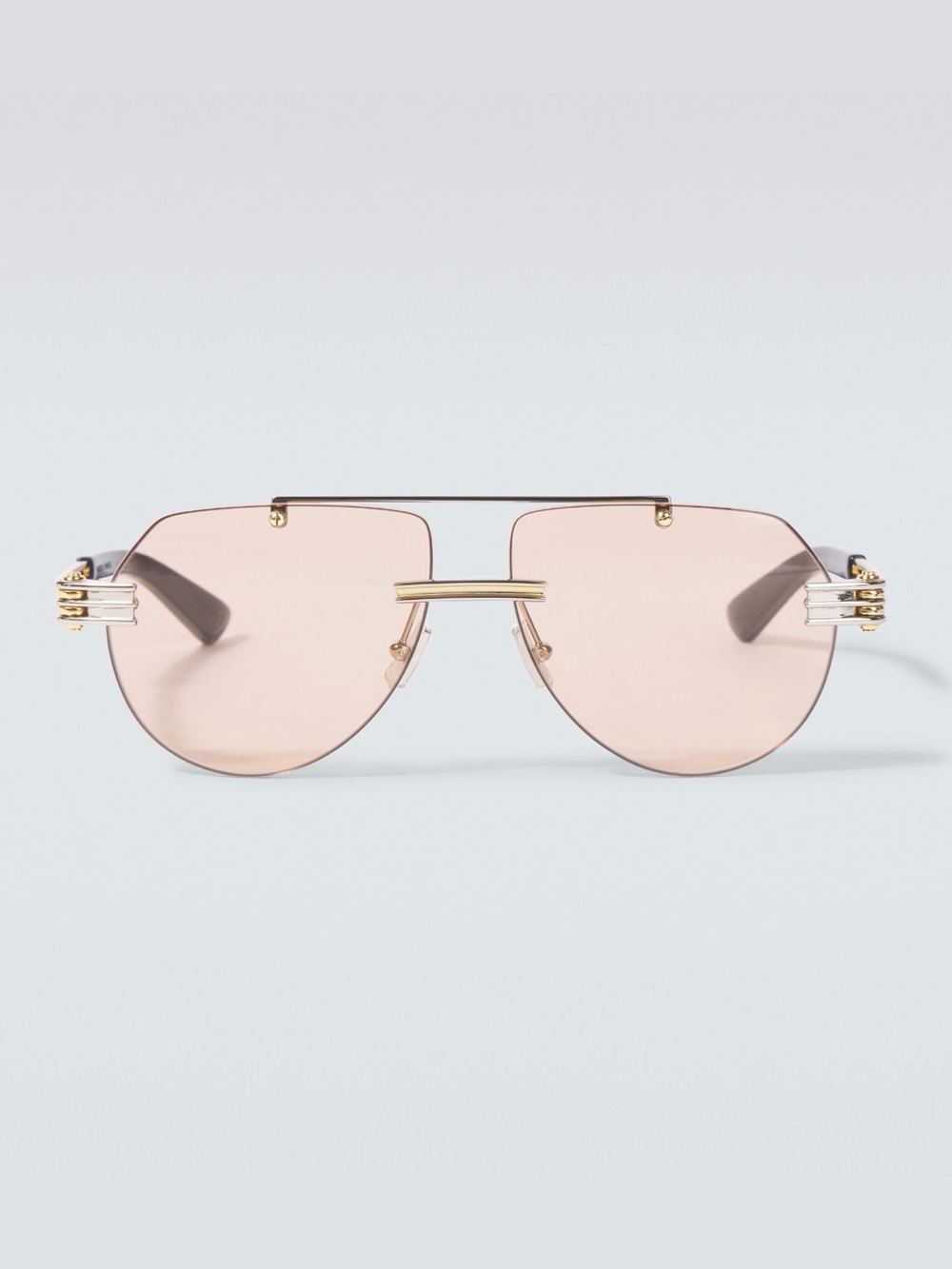 BOTTEGA VENETA EYEWEAR BV1342S Aviator-style gold and silver-tone sunglasses